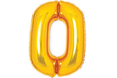 Medium Number 0 Gold Foil Balloon N26 Packaged 67 cm x 47 cm