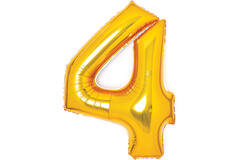 Medium Number 4 Gold Foil Balloon N26 Packaged 74 cm x 51 cm