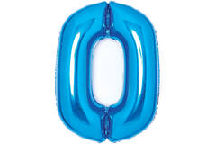 Medium Number 0 Blue Foil Balloon N26 Packaged 67 cm x 47 cm