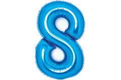 Medium Number 8 Blue Foil Balloon N26 Packaged 74 cm x 49 cm