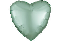 Standard Silk Lustre Mint Green Heart Foil Balloon C16 Packaged 43 cm