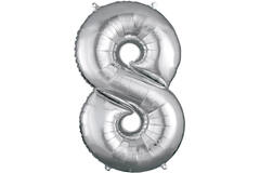 34in/86cm Number 8 Silver