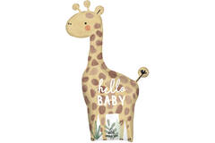 Foil Balloon - Shape Giraffe "hello BABY" - Soft Jungle - 63 x 106 cm
