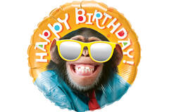 Foil Balloon - Laughing Chimpanzee - "HAPPY BIRTDAY"- 45 cm