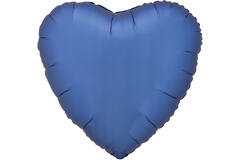 Standard Silk Lustre Azure Blue Heart Foil Balloon C16 Packaged 43 cm