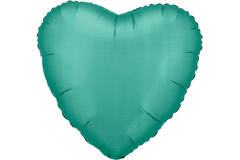 Standard Silk Lustre Jade Green Heart Foil Balloon C16 Packaged 43 cm