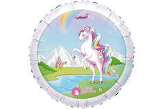 Singing Balloon Happy Birthday UNICORN Foil Balloon iridescent H80 packaged 71 x 71 cm