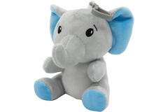 2-in-1 plush toy balloon weight elephant with blue ears, with hook, 11cm, 90g