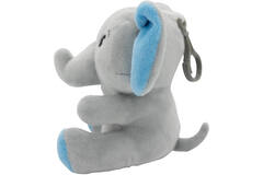2-in-1 plush toy balloon weight elephant with blue ears, with hook, 11cm, 90g