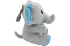 2-in-1 plush toy balloon weight elephant with blue ears, with hook, 11cm, 90g