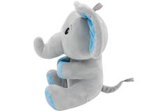 2-in-1 plush toy balloon weight elephant with blue ears, with loop, 21cm, 170g