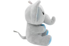 2-in-1 plush toy balloon weight elephant with blue ears, with loop, 21cm, 170g