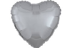 Standard Metallic Silver Heart Foil Balloon C16 Packaged 43 cm
