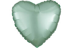 Standard Silk Lustre Mint Green Heart Foil Balloon C16 Packaged 43 cm