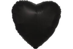 Standard Silk Lustre Black Heart Foil Balloon C16 Packaged 43 cm