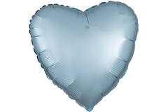 Standard Silk Lustre Pastel Blue Heart Foil Balloon C16 Packaged 43 cm