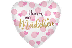 Standard Heart - Hurra, ein Mädchen - GER Foil Balloon RP40 Packaged 45 cm