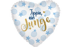 Standard Heart - Yippie, ein Junge - GER Foil Balloon RP40 Packaged 45 cm