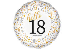 Standard - Hello 18 - GER Foil Balloon RP40 Packaged 45 cm