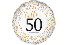 Standard - Hello 50 - GER Foil Balloon RP40 Packaged 45 cm