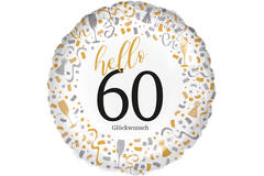 Standard - Hello 60 - GER Foil Balloon RP40 Packaged 45 cm