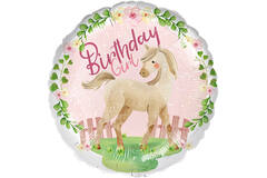 Standard - Horse Birthday Girl - ENG Foil Balloon RP40 Packaged 45 cm
