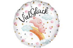 Standard - Viel Glück Schweinchen - GER Foil Balloon RP40 Packaged 45 cm