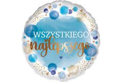 Standard - Wszystkiego najlepszego blue - POL Foil Balloon RP40 Packaged 45 cm