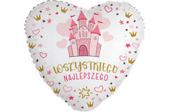 Standard Heart - Urodziny ksiezniczki - POL Foil Balloon RP40 Packaged 45 cm