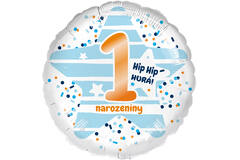 Standard - Hip Hip Hura blue - CZE Foil Balloon RP40 Packaged 45 cm
