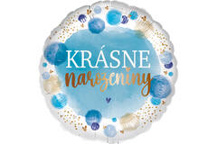 Standard - Krasne narozeniny blue - CZE Foil Balloon RP40 Packaged 45 cm