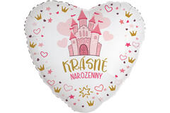 Standard Heart - Narozeniny princezna - CZE Foil Balloon RP40 Packaged 45 cm