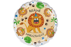 Standard - Krasne narozeniny lev - CZE Foil Balloon RP40 Packaged 45 cm
