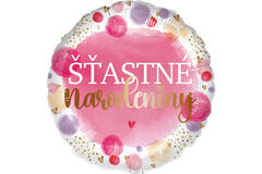 Standard - stastne narodeniny pink - SLO Foil Balloon RP40 Packaged 45 cm