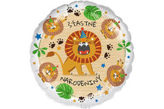 Standard - stastne narodeniny lev - SLO Foil Balloon RP40 Packaged 45 cm