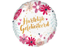 Standard - Hartelijk Gefliciteerd Boho - DUT  Foil Balloon RP40 Packaged 45 cm