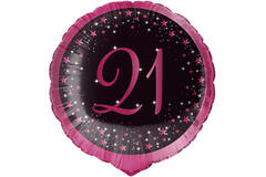 Standard Holographic Starlight Birthday Pink 21 Foil Balloon C55 Packaged 45 cm
