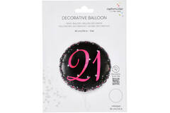 Standard Holographic Starlight Birthday Pink 21 Foil Balloon C55 Packaged 45 cm
