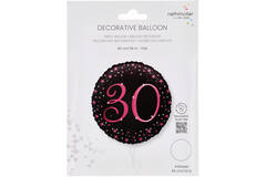 Standard Holographic Starlight Birthday Pink 30 Foil Balloon C55 Packaged 45 cm