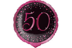 Standard Holographic Starlight Birthday Pink 50 Foil Balloon C55 Packaged 45 cm