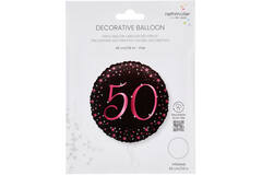 Standard Holographic Starlight Birthday Pink 50 Foil Balloon C55 Packaged 45 cm