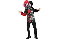 Child Costume Double Headed Jester Clown Age 6 - 8 Years