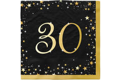 16 Napkins 30 Starlight Birthday - Silver & Gold 33 x 33 cm