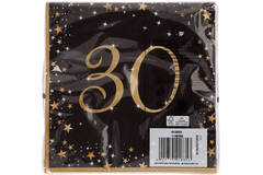 16 Napkins 30 Starlight Birthday - Silver & Gold 33 x 33 cm