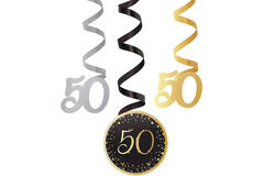 6 Swirl Decorations 50 Starlight Birthday Paper / Foil 61 cm
