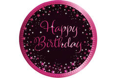 8 Plates Starlight Birthday Pink Happy Birthday Paper 23 cm