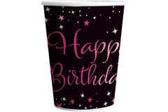 8 Cups Starlight Birthday Pink Happy Birthday Paper 250 ml