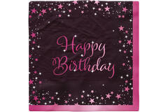 16 Napkins Starlight Birthday Pink Happy Birthday 33 x 33 cm