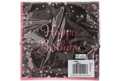 16 Napkins Starlight Birthday Pink Happy Birthday 33 x 33 cm