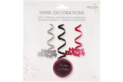 6 Swirl Decorations Starlight Birthday Pink Happy Birthday Paper / Foil 61 cm